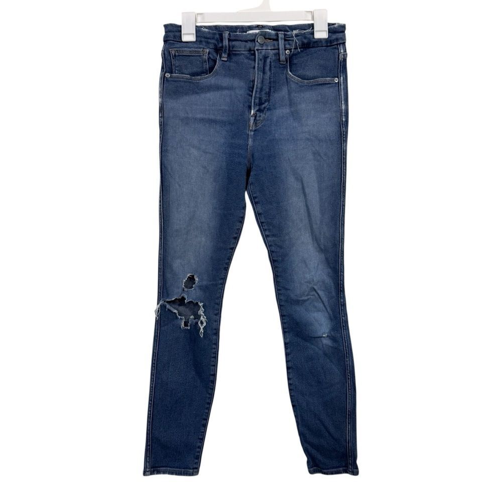 Good American Medium Wash Good Curve Mid Rise Skinny Jeans